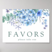 Blue Hydrangea Floral Gastgeschenk Hochzeit Sign Poster (Vorne)