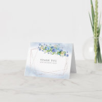 Blue Hydrangea floral Gold Rahmen Danke Karte