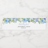 Blue Hydrangea Floral Hochzeitwasser Flasche Etike Wasserflaschenetikett (Einzelnes Label)