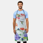Blue Hydrangea Floral Hummingbird Nanas Garden Schürze (Getragen)