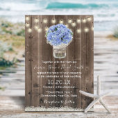 Blue Hydrangea Floral Jar Rustic Barn Wood Wedding Einladung