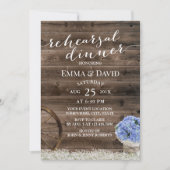 Blue Hydrangea Floral Jar Rustic Probe Dinner Einladung (Vorderseite)