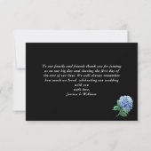 Blue Hydrangea Floral Lantern Black Boho Wedding Dankeskarte (Rückseite)
