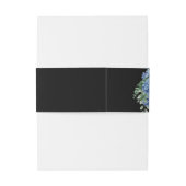 Blue Hydrangea Floral Lantern Black Boho Wedding Einladungsbanderole (Rückseitenbeispiel)
