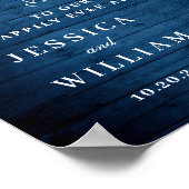 Blue Hydrangea Floral Lantern Holz Begrüßung Hochz Poster (Ecke)