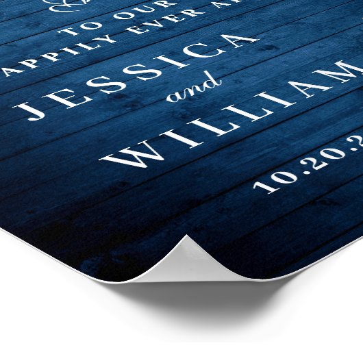 Blue Hydrangea Floral Lantern Holz Begrüßung Hochz Poster (Ecke)