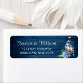 Blue Hydrangea Floral Lantern Navy Wood Wedding (Insitu)