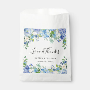 Blue Hydrangea Floral Liebe und Dank Hochzeit Geschenktütchen