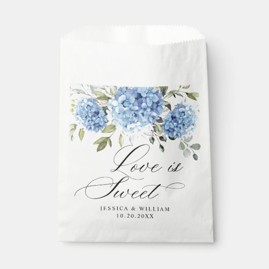 Blue Hydrangea Floral Liebe und Dank Hochzeit Geschenktütchen (Vorderseite)
