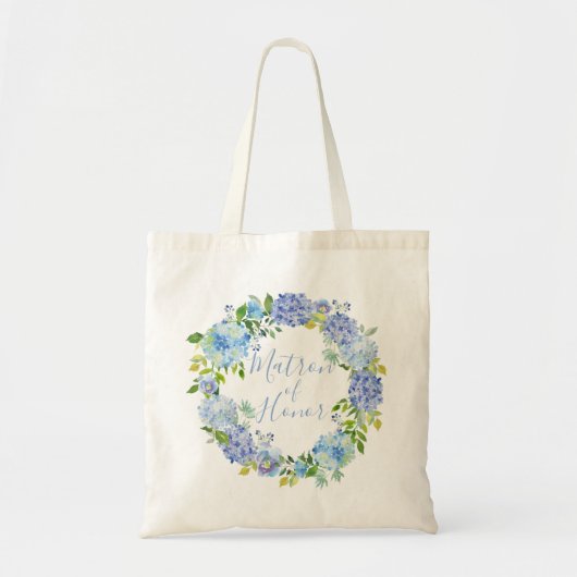 Blue Hydrangea Floral | Matron of Honor Tote Bag Tragetasche (Vorne)