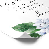 Blue Hydrangea Floral Mimosa Bar Sign Poster (Ecke)