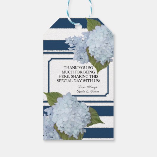 Blue Hydrangea Floral Moderne Elegante Marine gest Geschenkanhänger (Rückseite)