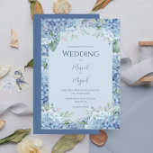 Blue Hydrangea Floral Moderne Hochzeit Einladung