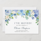 Blue Hydrangea Floral Moving Announcement Cards Ankündigung (Vorderseite)