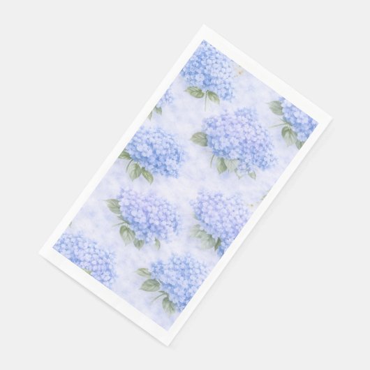 Blue Hydrangea Floral Paper Guest Towels Serviette (Ecke)