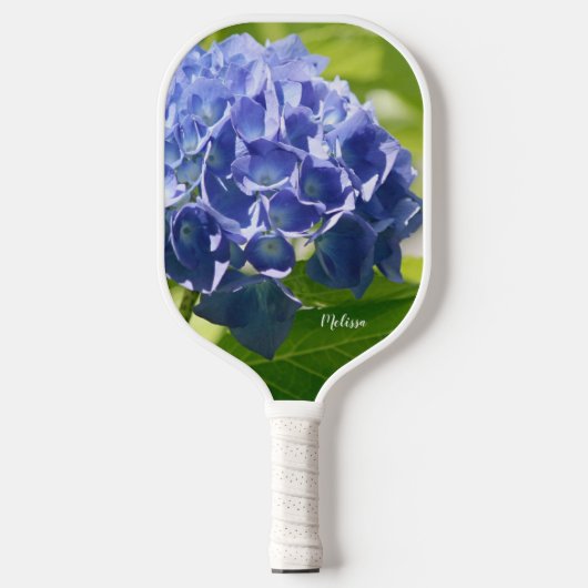 Blue Hydrangea Floral Personalisiert Pickleball Schläger (Vorderseite)
