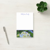 Blue Hydrangea Floral Personalisiert Post-it Klebezettel (Büro)