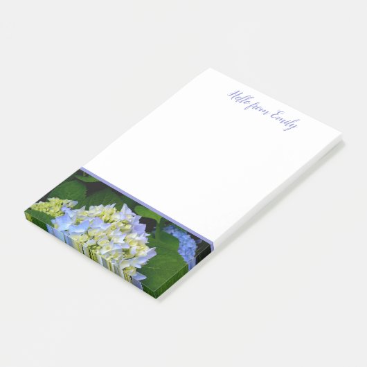 Blue Hydrangea Floral Personalisiert Post-it Klebezettel (angewinkelt)