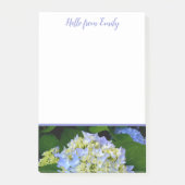 Blue Hydrangea Floral Personalisiert Post-it Klebezettel (Vorderseite)