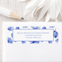 Blue Hydrangea Floral Petals Wedding Address
