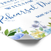 Blue Hydrangea Floral Probe Abendessen Zeichen Poster (Ecke)