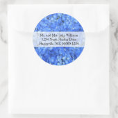 Blue Hydrangea Floral Round Rücksendeadressen-Aufk Runder Aufkleber (Tasche)