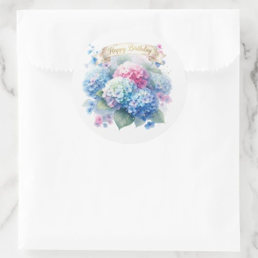 Blue Hydrangea Floral  Runder Aufkleber (Tasche)