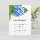 Blue Hydrangea Floral Save The Date (Stehend Vorderseite)