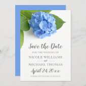 Blue Hydrangea Floral Save The Date (Vorne/Hinten)