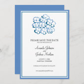 Blue Hydrangea Floral Save the Date (Vorne/Hinten)