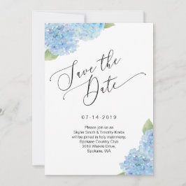Blue Hydrangea Floral Save the Date Card