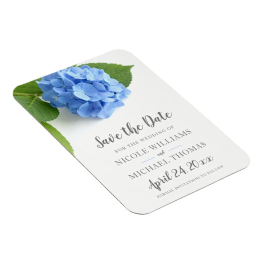 Blue Hydrangea Floral Save the Date Magnet (Rechte Seite)