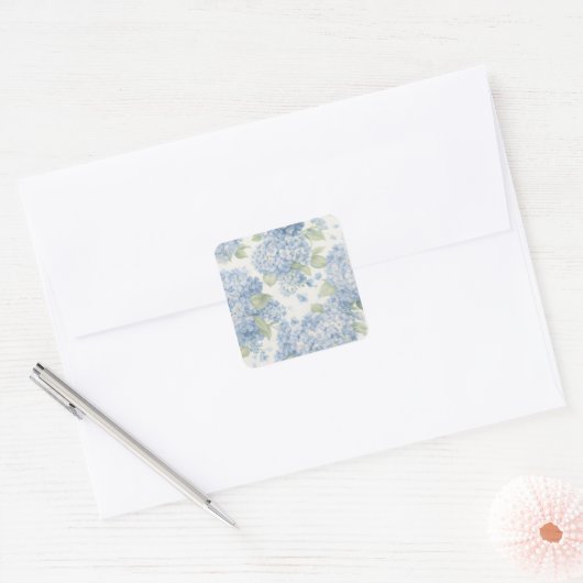 Blue Hydrangea Floral Sticker • Coastal Gift (Umschlag)