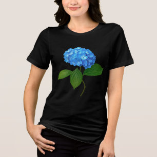 Blue Hydrangea Floral T-Shirt Tri-Blend Shirt