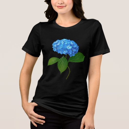 Blue Hydrangea Floral T-Shirt Tri-Blend Shirt (Vorderseite)