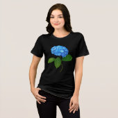 Blue Hydrangea Floral T-Shirt Tri-Blend Shirt (Vorderseite voll)