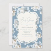 Blue Hydrangea Floral Vintage Baby Shower Einladung (Vorderseite)