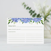 Blue Hydrangea Floral Watercolor Rezept Card Begleitkarte (Stehend Vorderseite)