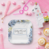 Blue Hydrangea Floral Watercolor Wedding Pappteller (Party)