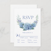Blue Hydrangea Floral Watercolor Wedding RSVP (Vorne/Hinten)
