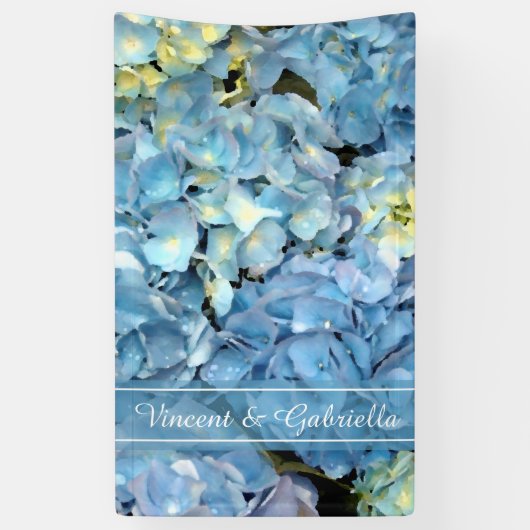 Blue Hydrangea Floral Wedding Banner (Vertikal)