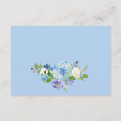 Blue Hydrangea Floral Wedding Details Begleitkarte (Rückseite)