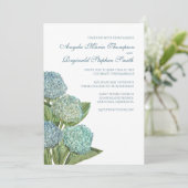 Blue Hydrangea Floral Wedding Einladung (Stehend Vorderseite)