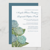 Blue Hydrangea Floral Wedding Einladung (Vorne/Hinten)