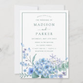 Blue Hydrangea Floral Wedding Einladung (Vorderseite)