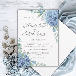 Blue Hydrangea Floral Wedding Einladung