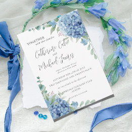 Blue Hydrangea Floral Wedding Einladung