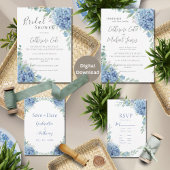 Blue Hydrangea Floral Wedding Einladung