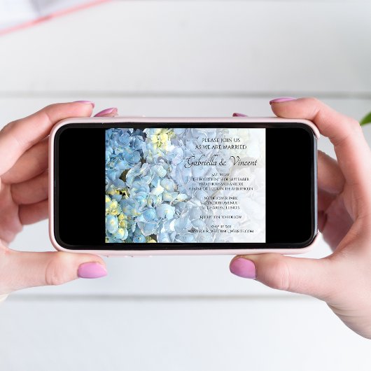Blue Hydrangea Floral Wedding Einladung
