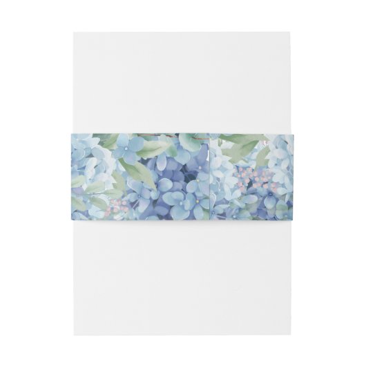 Blue Hydrangea Floral Wedding  Einladungsbanderole (Rückseitenbeispiel)